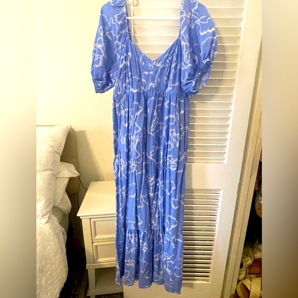 Nine West Blue and White Floral Maxi Dress